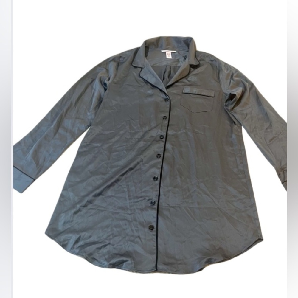 Victoria's Secret Dark Grey Silk Like Pajama Sleep Shirt - Picture 3 of 3
